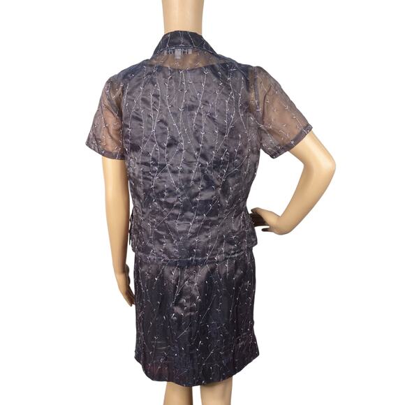 Vtg 90s Insense NY Gray Mauve Phoebe Buffay Embroidered Top + Dress Set SZ 4 - Picture 8 of 12